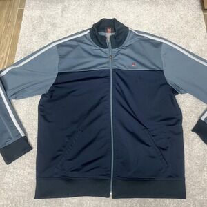 Quiksilver Track Jacket Mens Large Navy Gray Full Zip Y2K Retro Sport Athletic